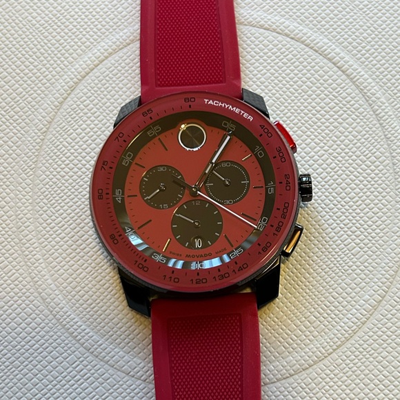 Movado Bold TR90 Watch With 43.5mm Black & Red Chronograph Face & Red Band - Picture 3 of 9